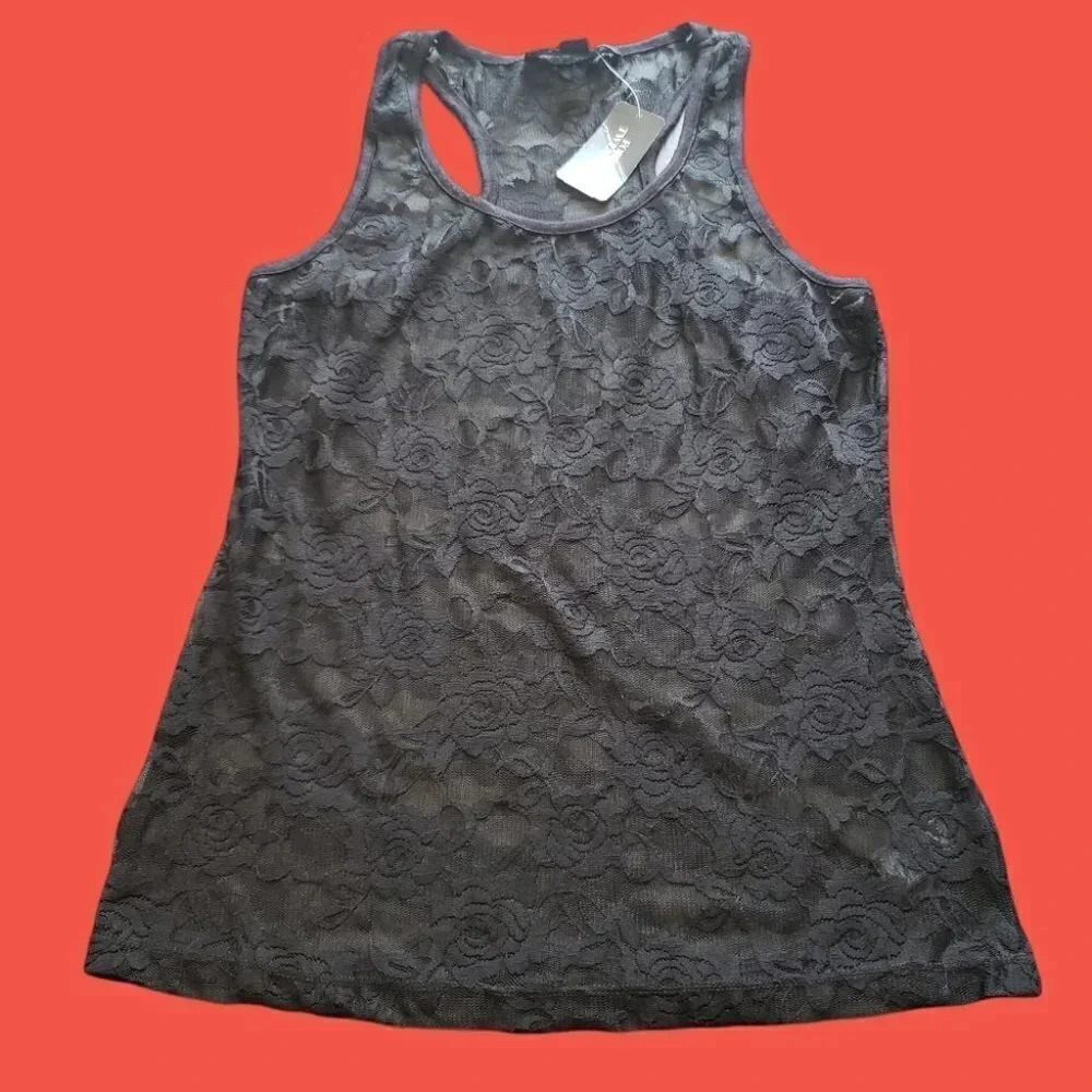 Forever 21 lace tank top size S black color